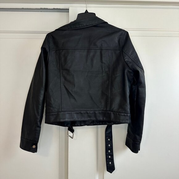 Topshop Faux Leather Belted Biker Jacket - Picture 3 of 10